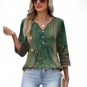 Floral Green Women's Top